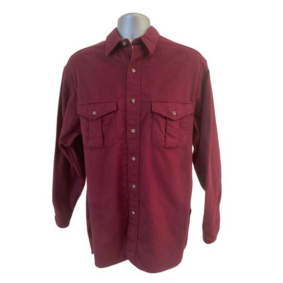 Eddie Bauer Men's Medium 16517 Heavy Flannel Chamois Burgundy Outdoor Shirt - Picture 1 of 11